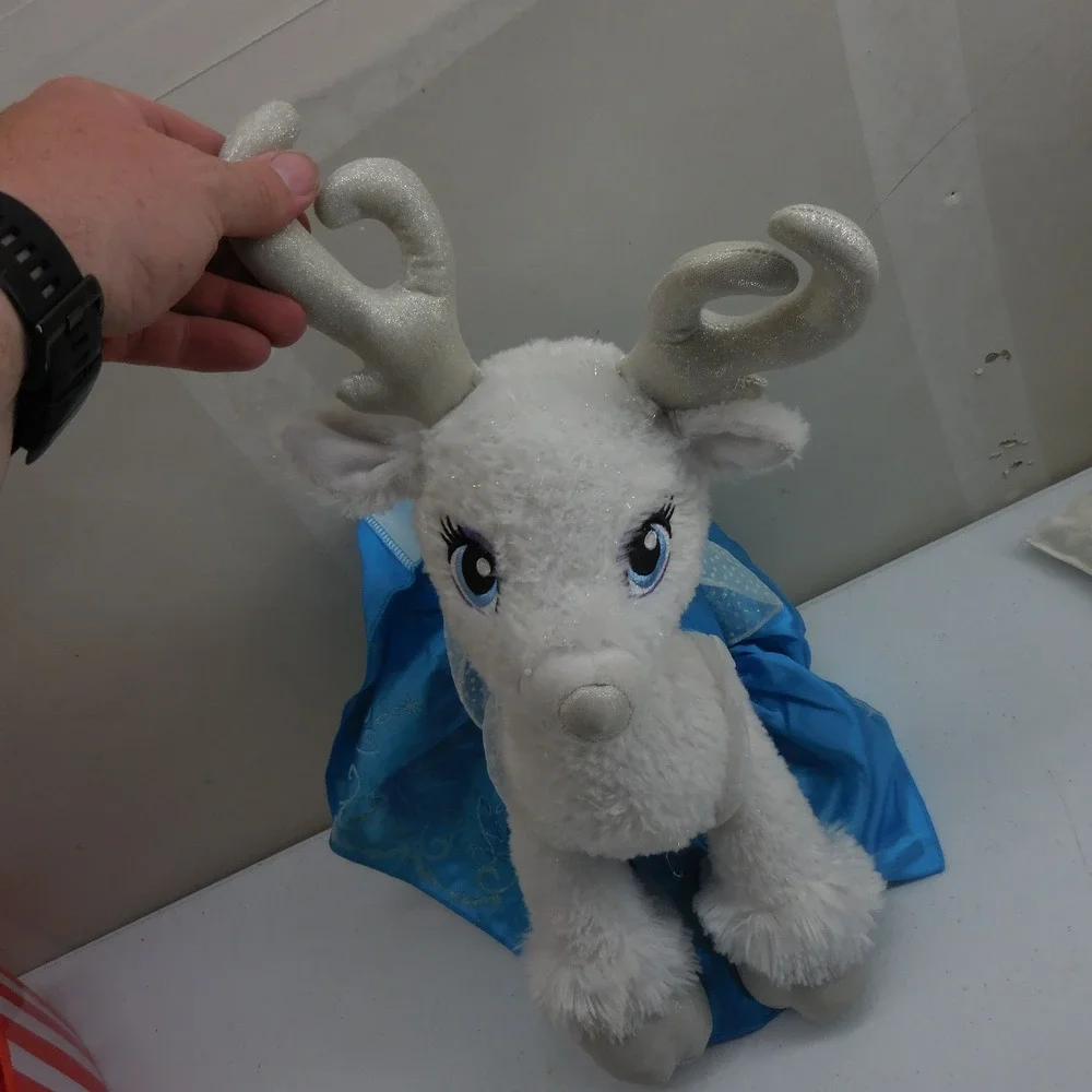 Build-A-Bear Merry Mission Glisten White Reindeer Plush Blue Snowflake Dress